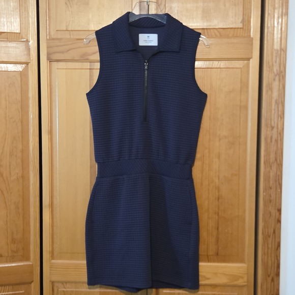 Dudley Stephens Dresses & Skirts - Dudley Stephens Ava Dress Small Navy Blue Waffle Quarter Zip Sleeveless Pockets
